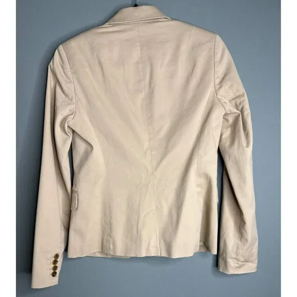 VTG Y2K Banana Republic Women's 6 Tan Two Button Twill Collared Blazer - Picture 2 of 8
